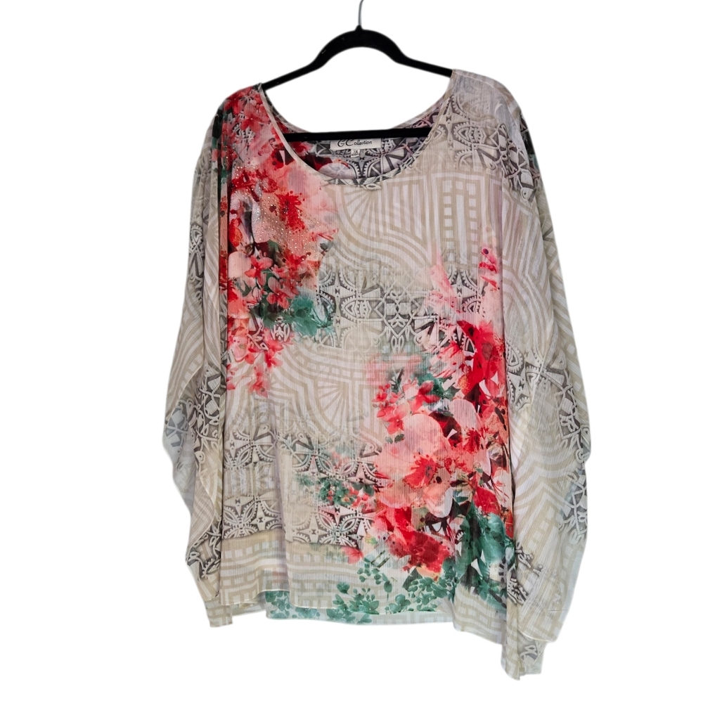 G Collection XL Floral Top Sleeves Fairycore, Whimsygoth, Boho Lined Blouse - Picture 4 of 9
